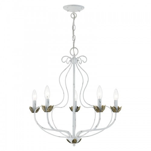 LIVEX LIGHTING  KATARINA CHANDELIER ANTIQUE WHITE 42905-60