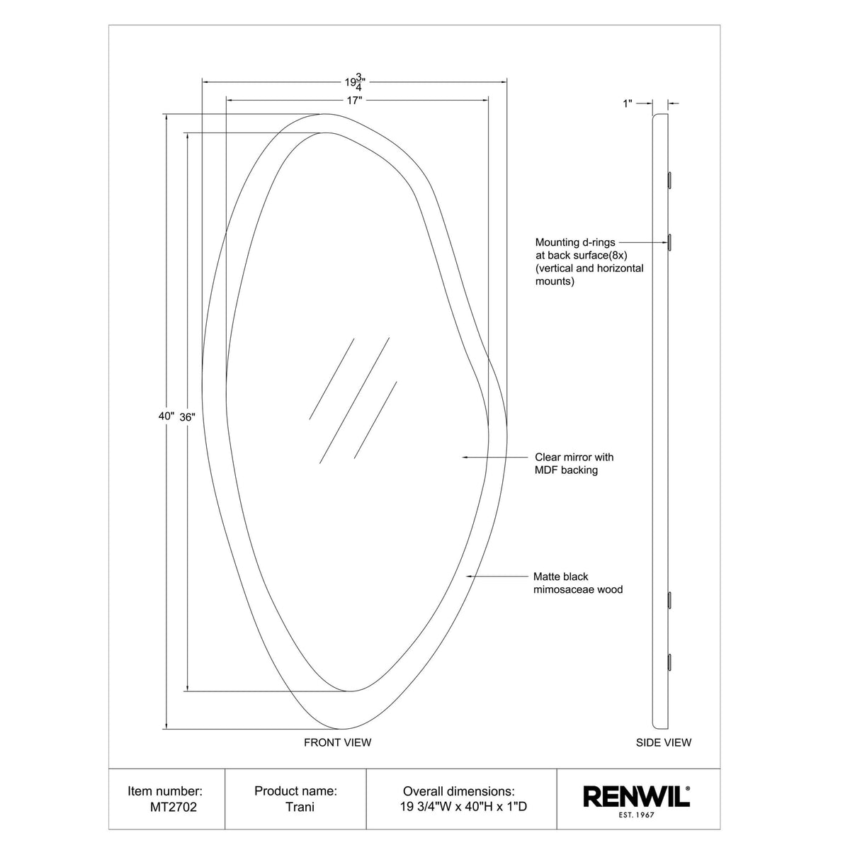 RENWIL TRANI MIRROR MT2702