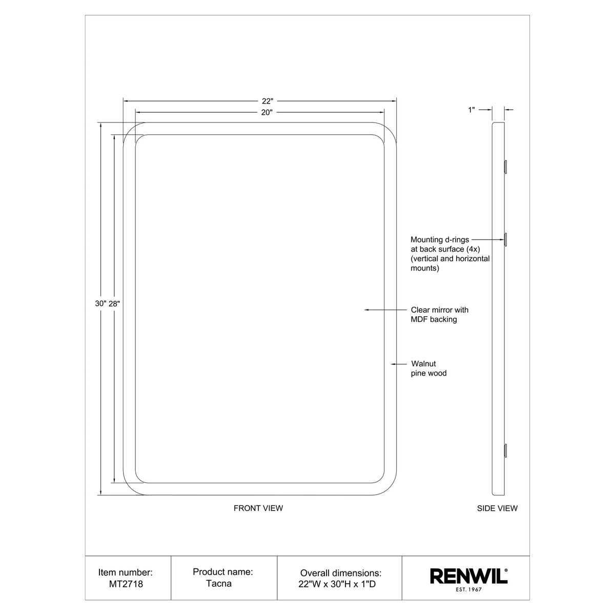 RENWIL TACNA MIRROR MT2718