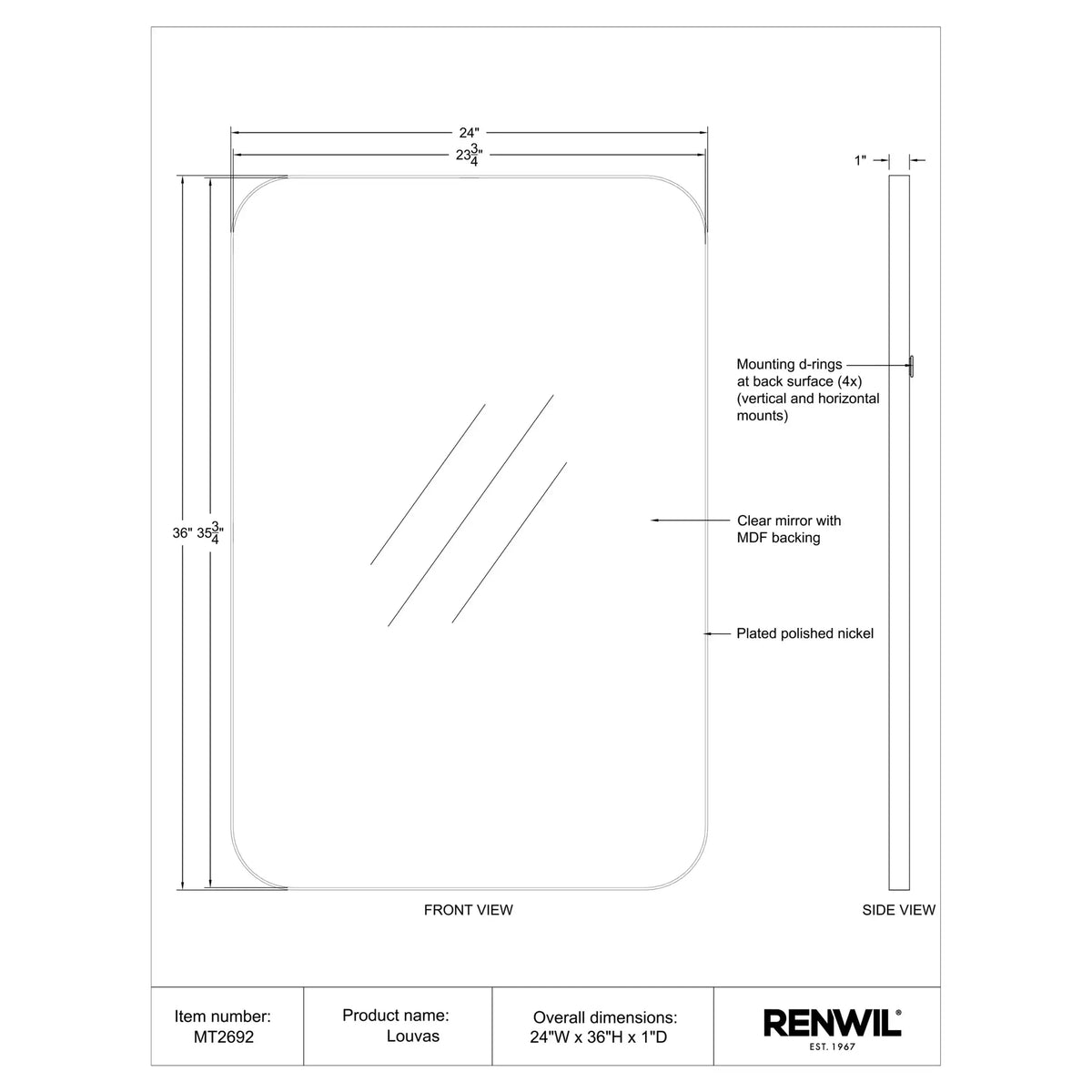 RENWIL LOUVAS MIRROR MT2692