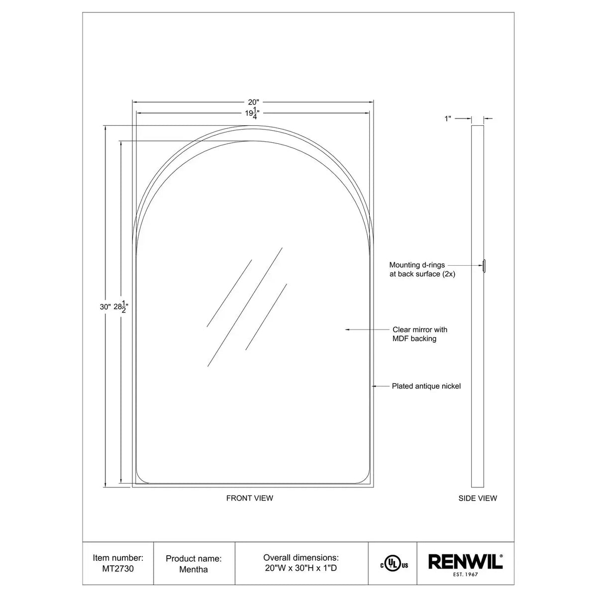 RENWIL MENTHA MIRROR MT2730