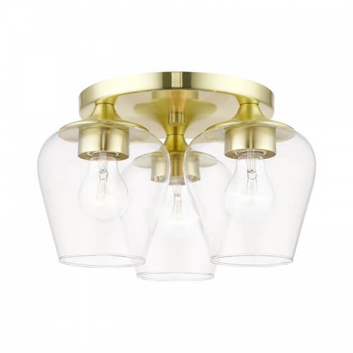 LIVEX LIGHTING WILLOW FLUSH MOUNT SATIN BRASS 46723-12