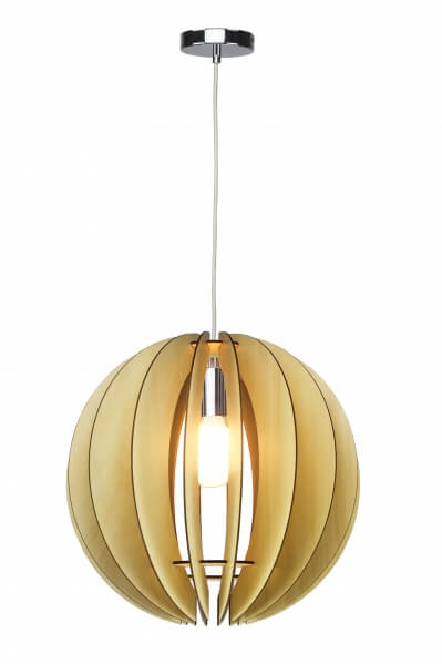 BETHEL NATURAL WOOD FRAME ORB SINGLE PENDANT JU03C15W