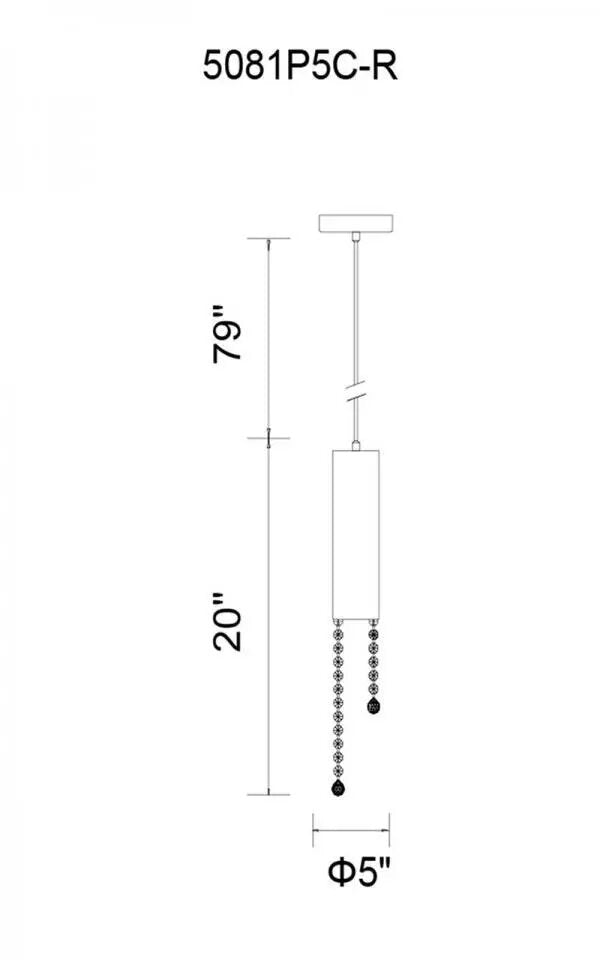 CWI LIGHTING EXTENDED 1-LIGHT PENDANT 5081P5C-R