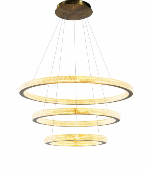 BETHEL SAND GOLD FRAME THREE RING LED CHANDELIER GL313C33G