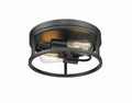 BETHEL BLACK IRON FRAMED FLUSH MOUNT LIGHT YS2180C12BLK