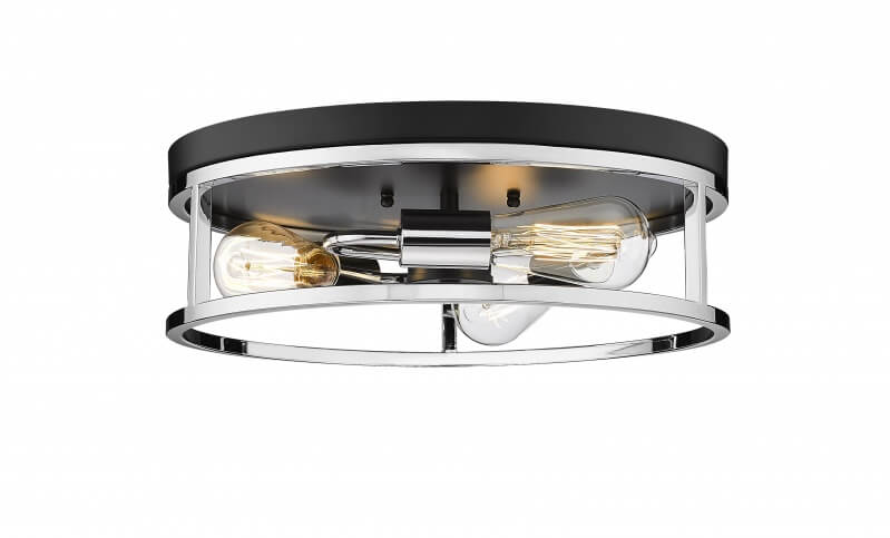 BETHEL BLACK & CHROME FRAMED FLUSH MOUNT LIGHT YS2180C16BCH