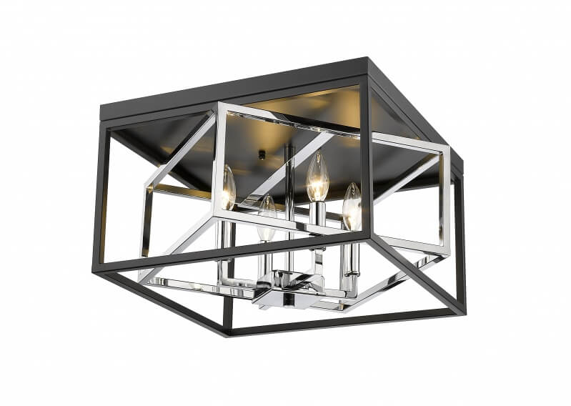 BETHEL BLACK AND CHROME INTERLOCKED BOX FLUSH MOUNT YS218FM16BCH