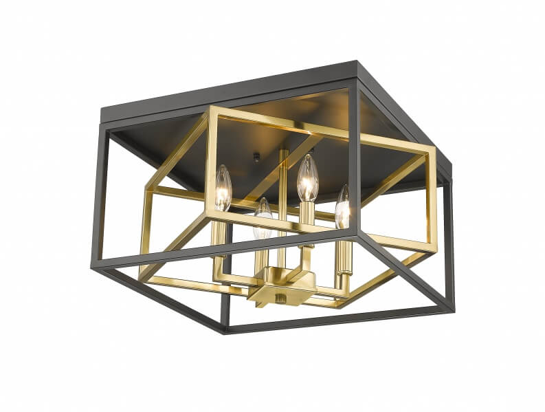 BETHEL BLACK AND GOLD INTERLOCKED BOX FLUSH MOUNT YS218FM16BG