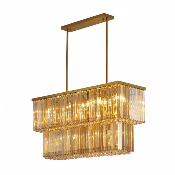 BETHEL SATIN BRASS FRAME LINEAR CHANDELIER  LA35C38G