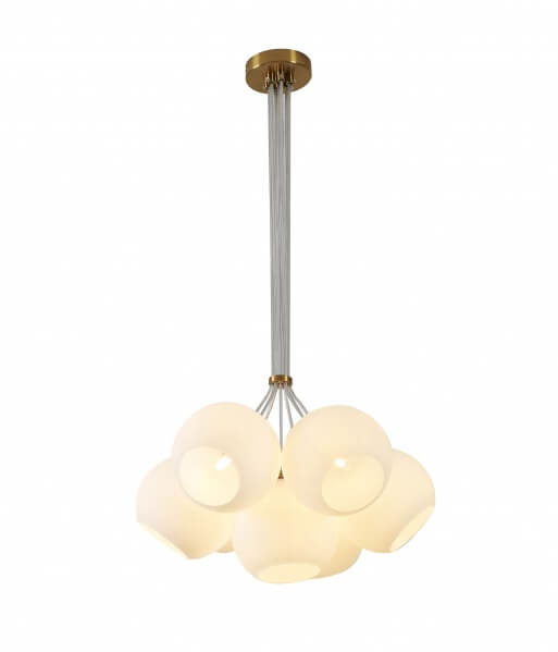 BETHEL WHITE GLASS GLOBE CHANDELIER DU169C21G