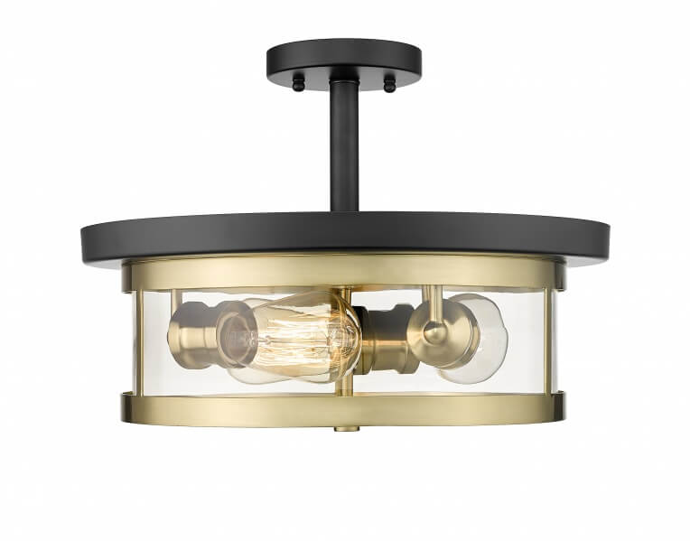 BETHEL BLACK & GOLD ROUND SEMI FLUSH MOUNT YS22137-3SF-BGD