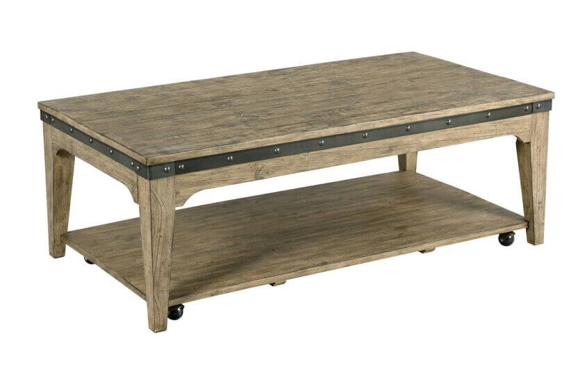 KINCAID PLANK ROAD ARTISANS RECTANGULAR COCKTAIL TABLE STONE 706-910S