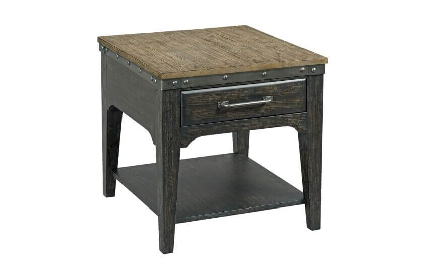 KINCAID PLANK ROAD ARTISANS RECTANGULAR DRAWER END TABLE CHARCOAL 706-915C