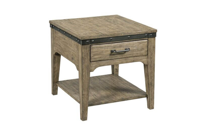 KINCAID PLANK ROAD ARTISANS RECTANGULAR DRAWER END TABLE STONE 706-915S