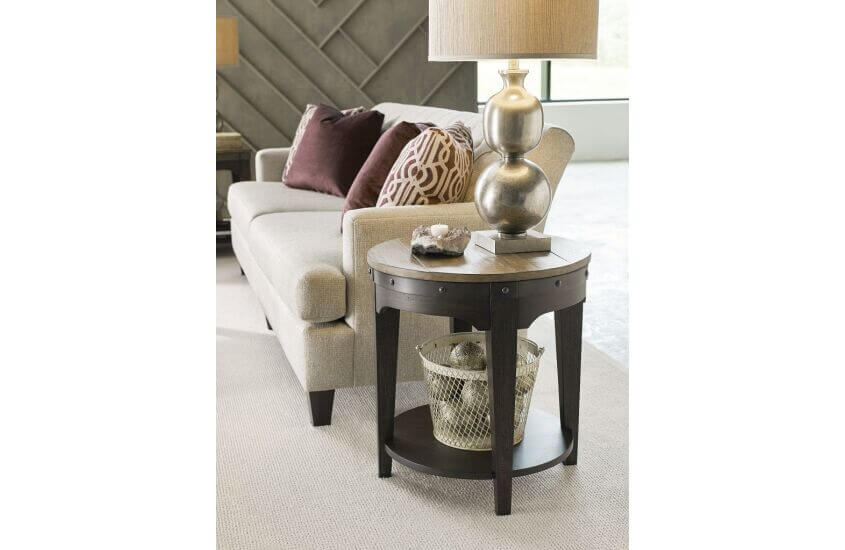 KINCAID PLANK ROAD ARTISANS ROUND END TABLE CHARCOAL 706-920C