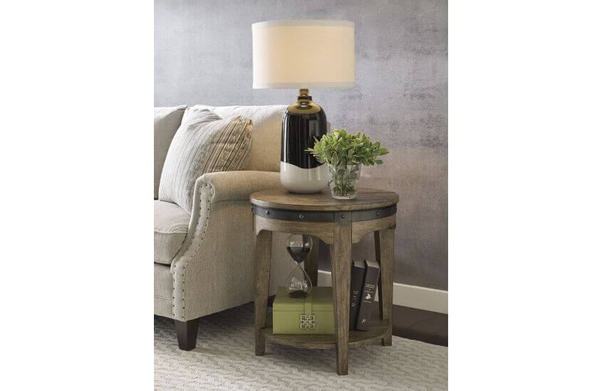 KINCAID PLANK ROAD ARTISANS ROUND END TABLE STONE 706-920S