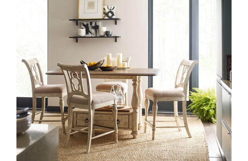 KINCAID WEATHERFORD CORNSILK KENDAL COUNTER HEIGHT SIDE CHAIR SET OF TWO 75-069