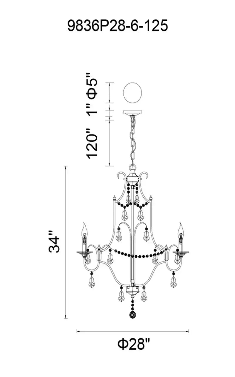 CWI LIGHTING ELECTRA 6-LIGHT CHANDELIER 9836P28-6-125