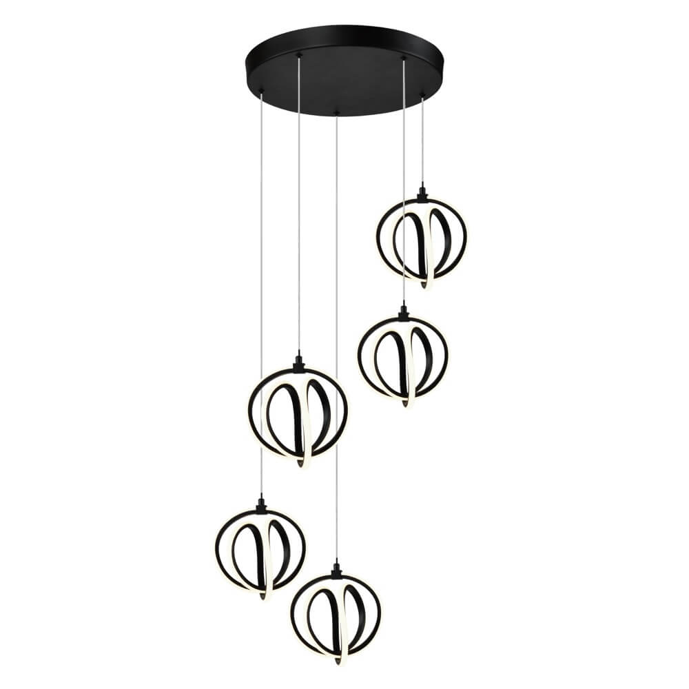 ARTCRAFT ROSE LED 5 LIGHT PENDANT AC6735BK