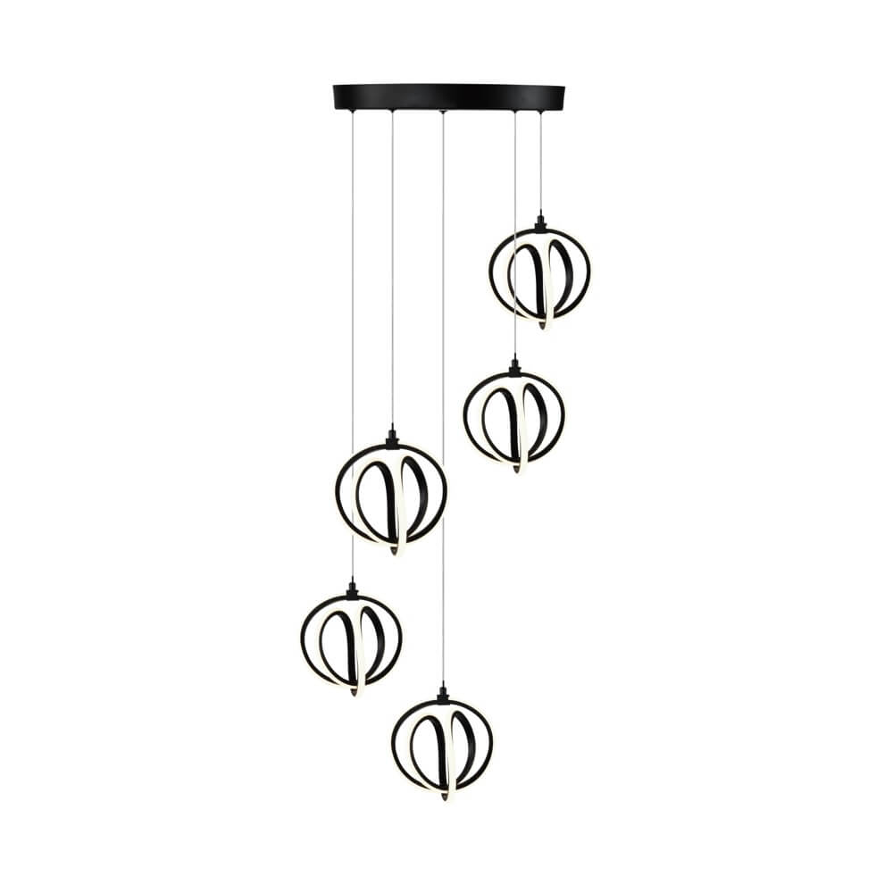 ARTCRAFT ROSE LED 5 LIGHT PENDANT AC6735BK