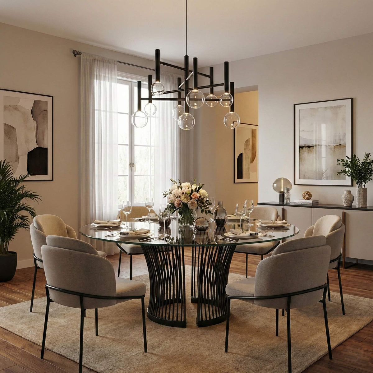 ARTCRAFT TERRA 9 LT CHANDELIER LED AC6859BK
