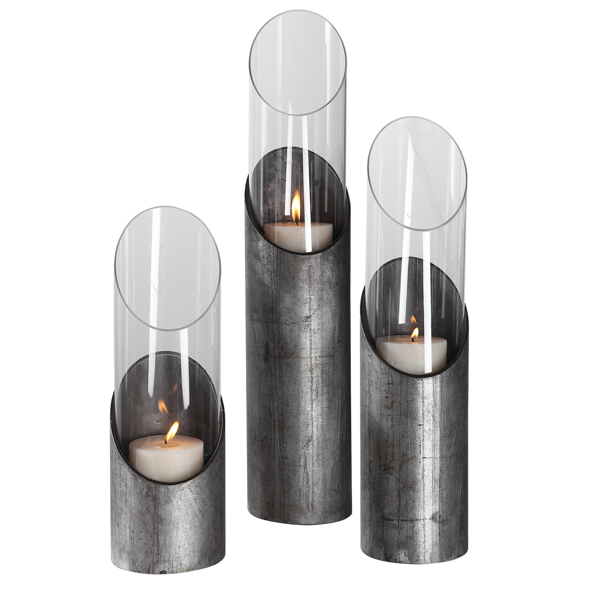 Uttermost Karter Iron & Glass Candleholders Set/3 17518