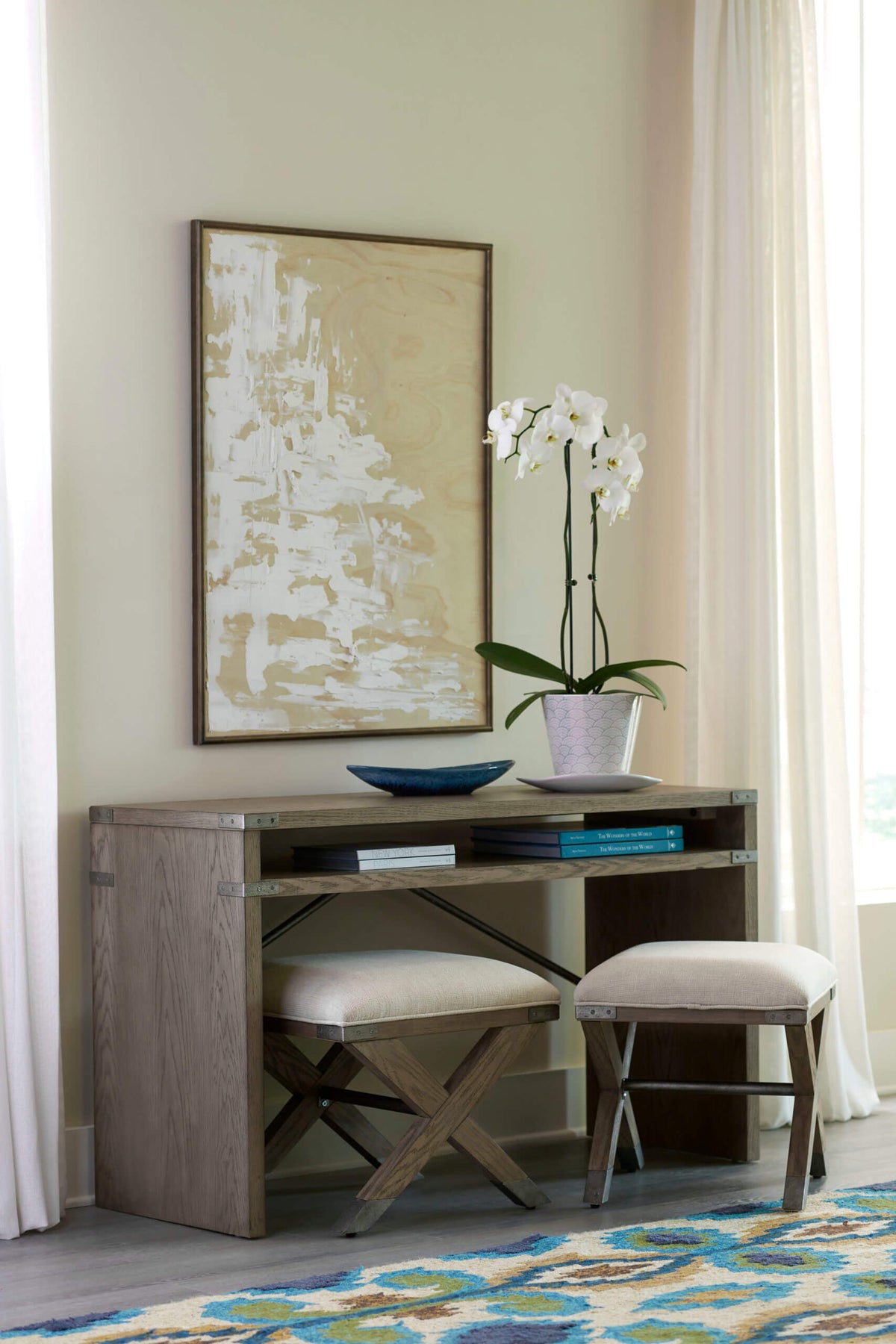 HAMMARY CRAWFORD SOFA TABLE WITH 2 STOOLS 099-925