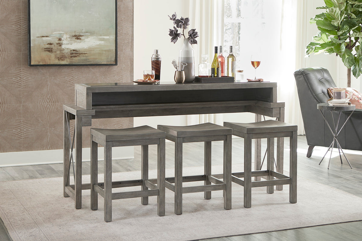 HAMMARY BAR CONSOLE WITH THREE STOOLS 042587