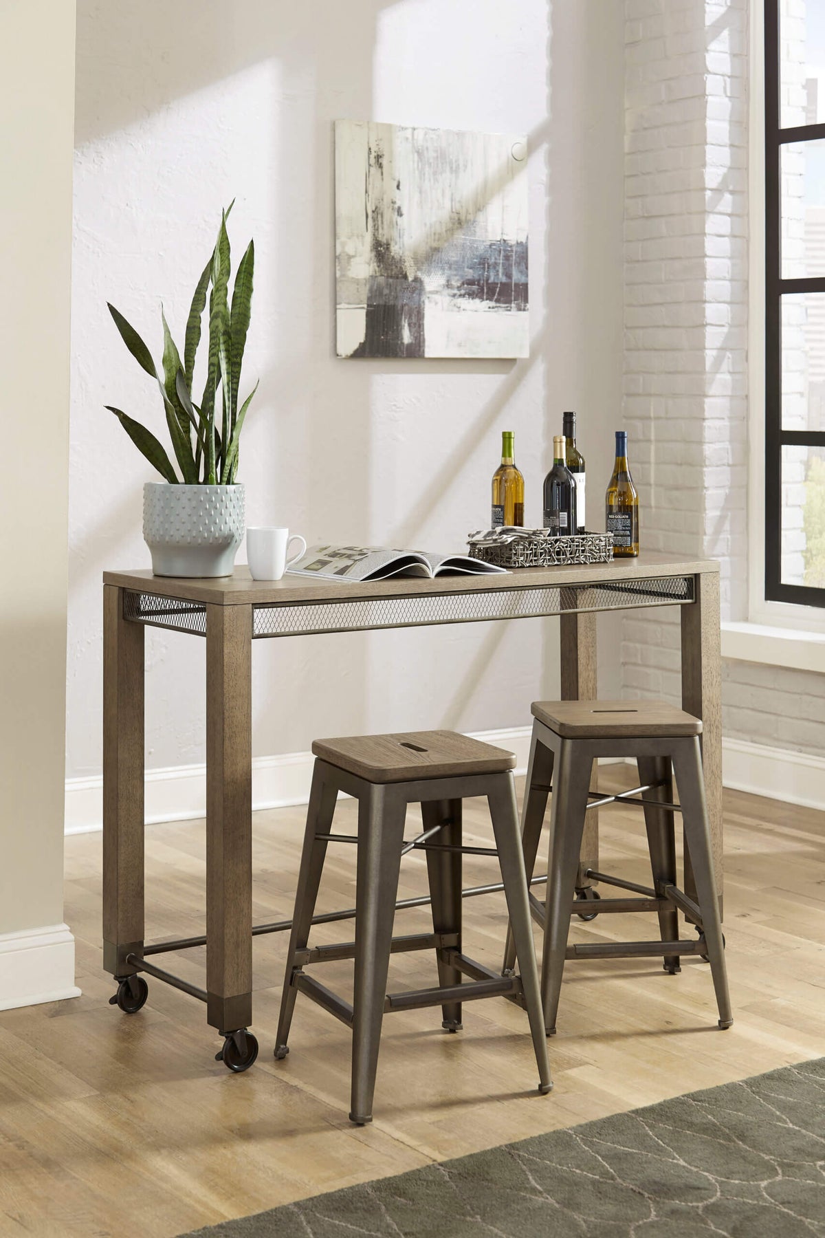 HAMMARY MAYA COUNTER CONSOLE WITH 2 STOOLS 070-587