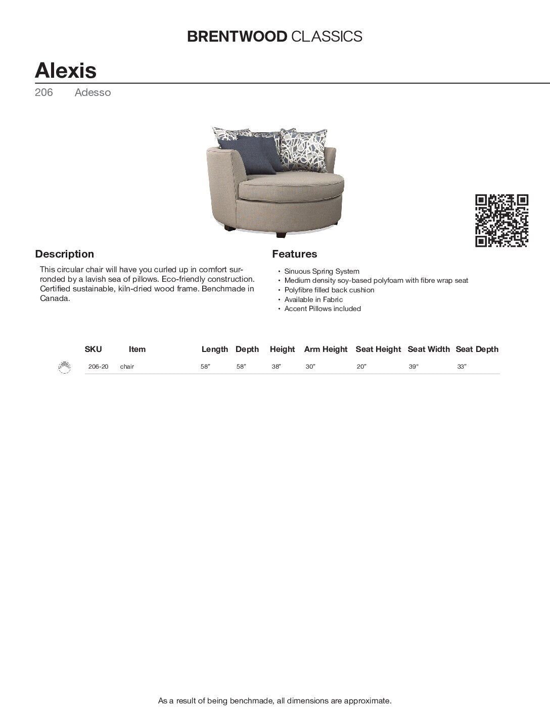 BRENTWOOD Alexis Circular Chair 206-20
