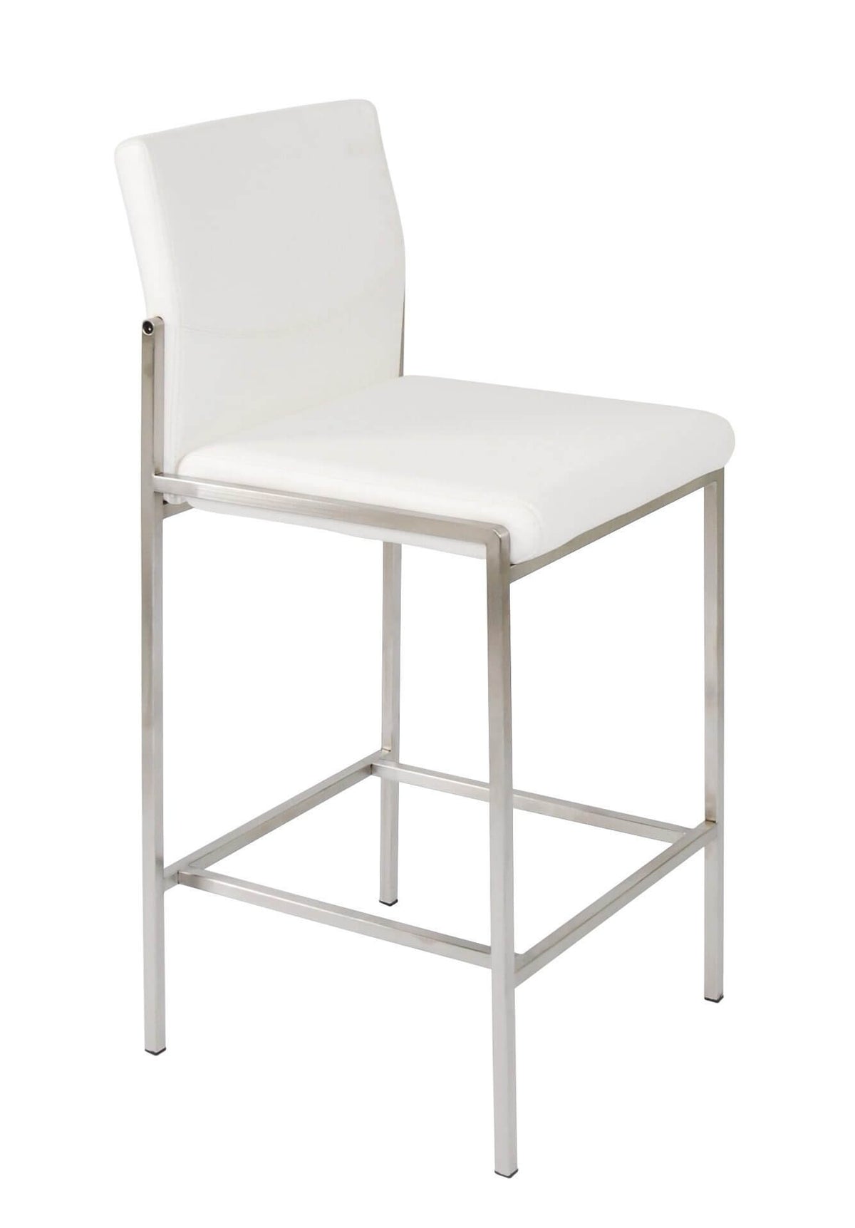 FURNISHINGS MATE ANGLE COUNTER STOOL WHITE SET OF TWO BS 030-WH-SS