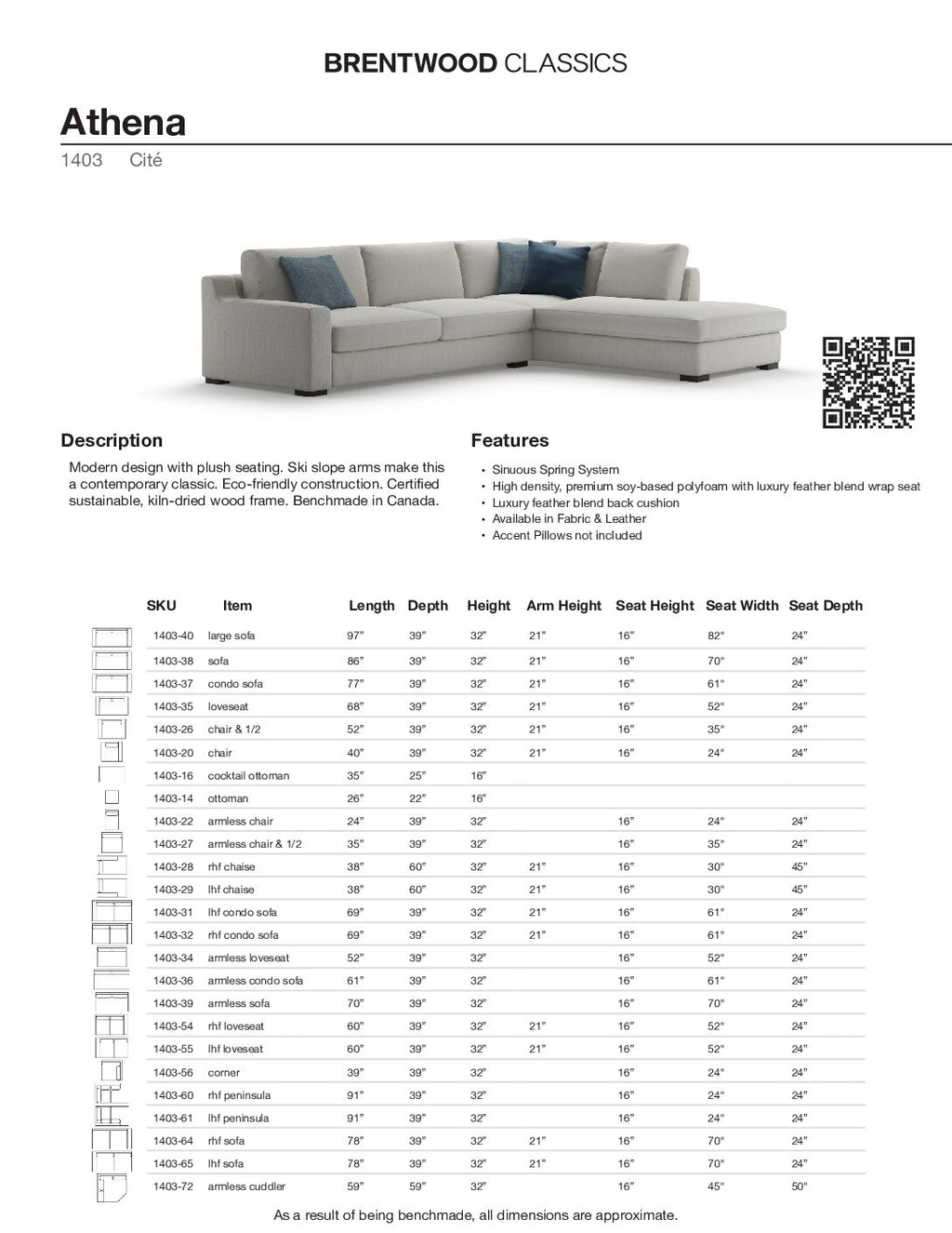BRENTWOOD Athena Sofa 1403-38