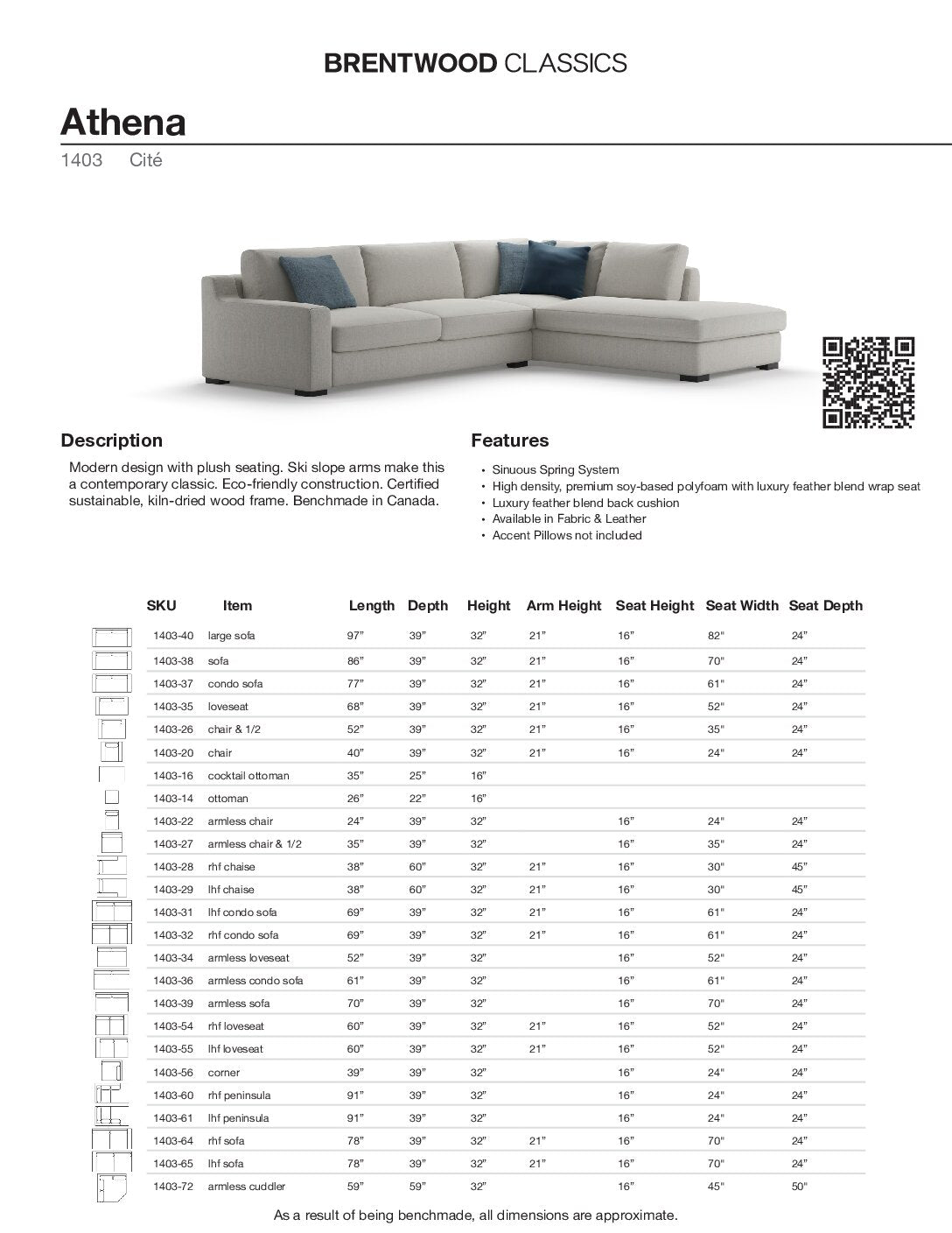 BRENTWOOD Athena Sofa 1403-38