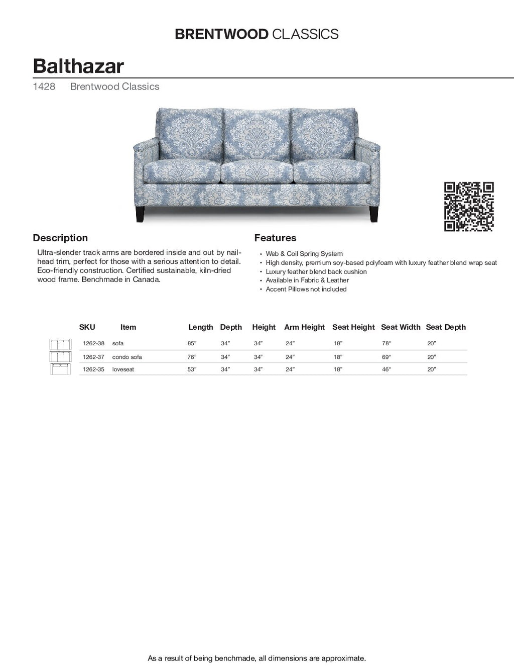 BRENTWOOD Balthazar Sofa 1428-38