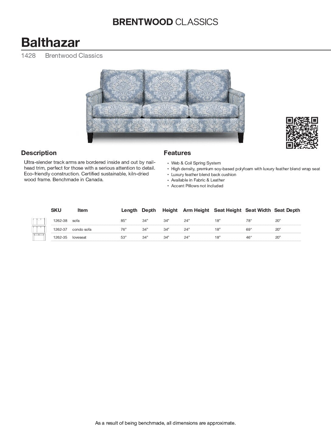 BRENTWOOD Balthazar Sofa 1428-38