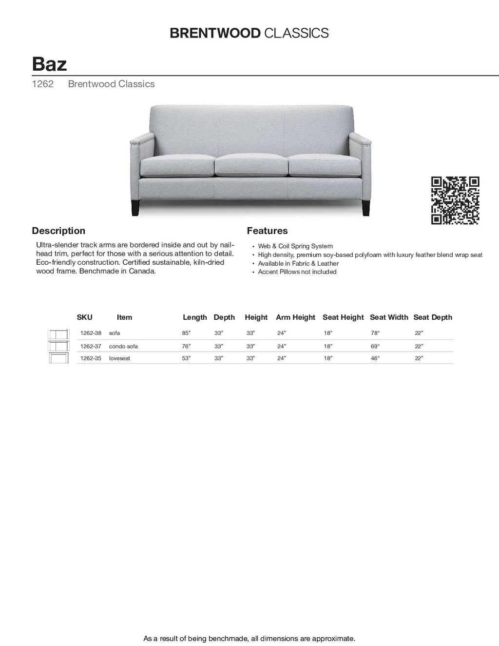 BRENTWOOD Baz Sofa 1262-38