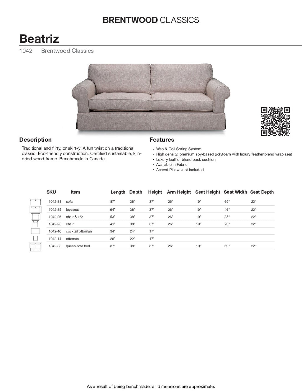BRENTWOOD Beatriz Sofa 1042-38
