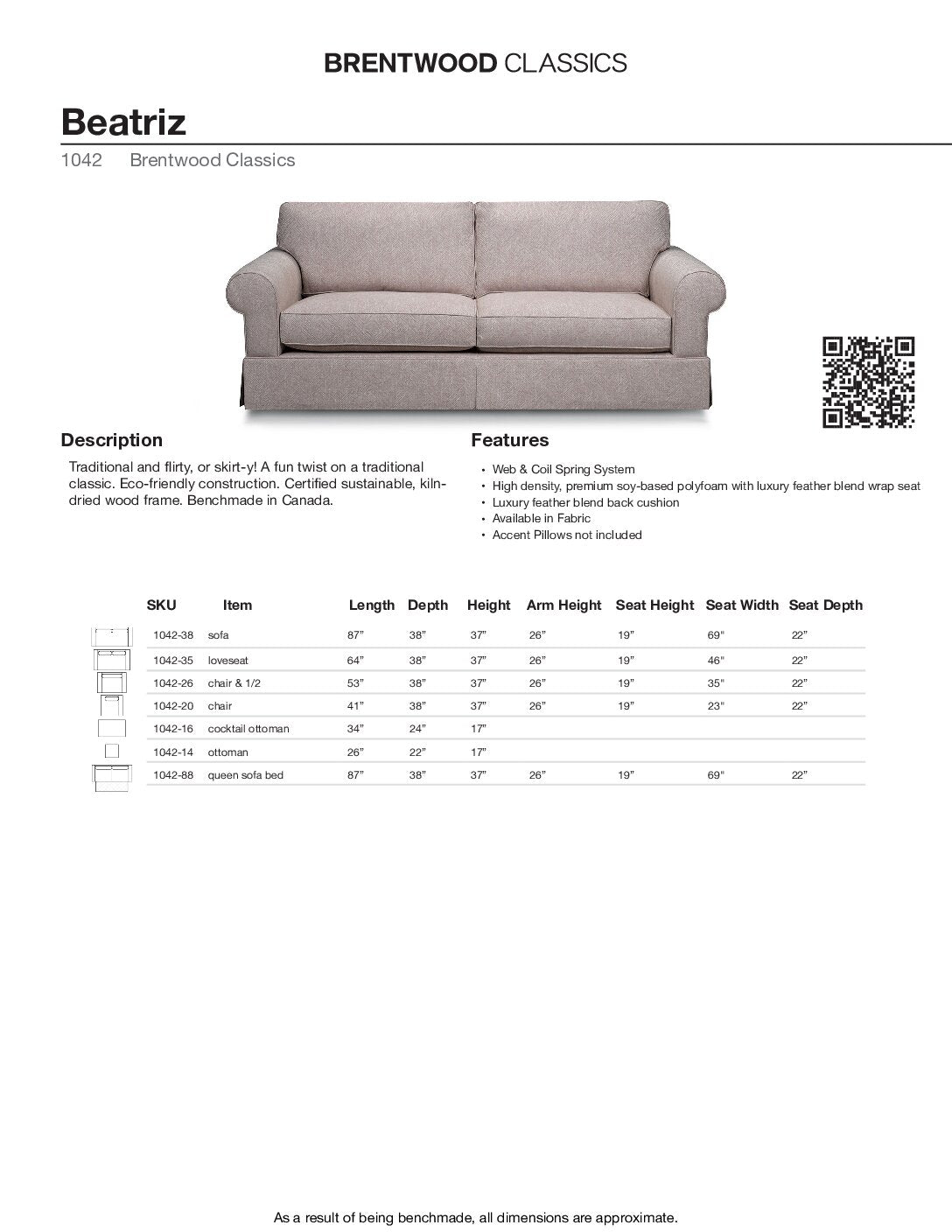 BRENTWOOD Beatriz Sofa 1042-38