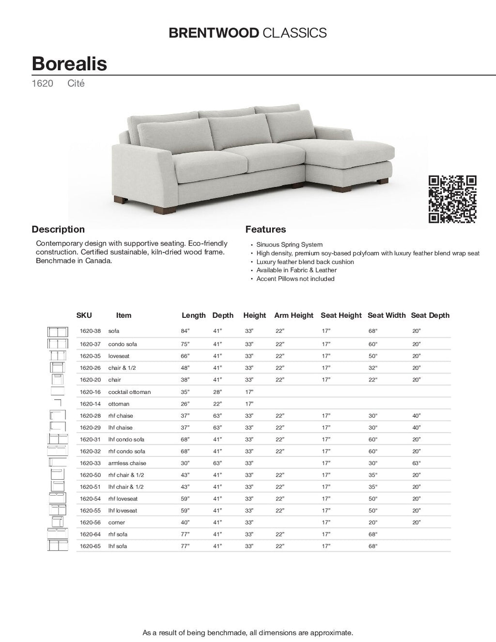 BRENTWOOD Borealis Sofa 1620-28-31