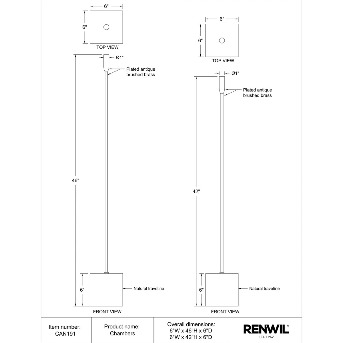 RENWIL CHAMBERS FLOOR CANDLE HOLDERS CAN191