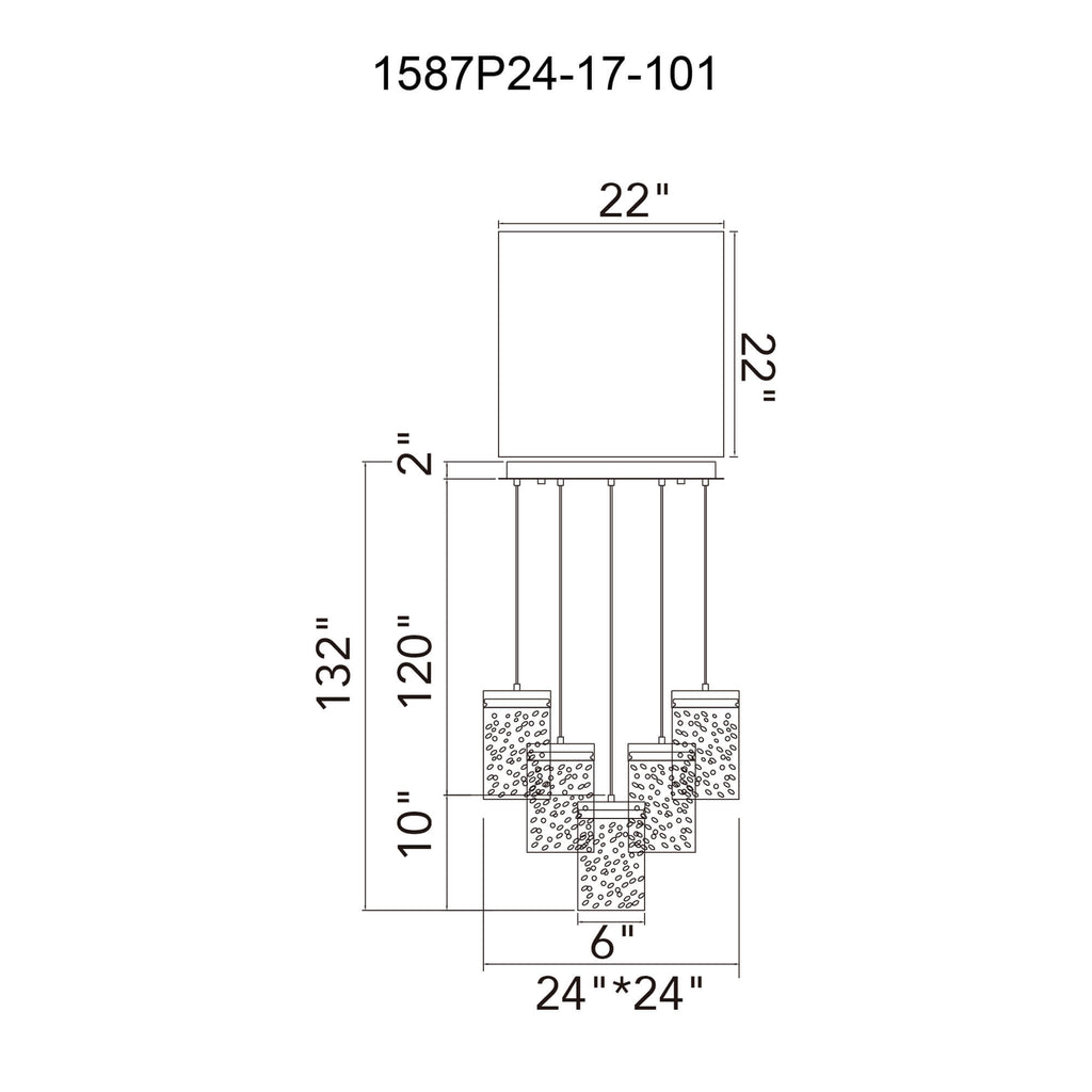 CWI LIGHTING  LAVA INTEGRATED LED BLACK CHANDELIER 1587P24-17-101