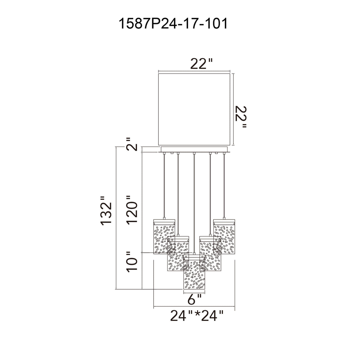CWI LIGHTING  LAVA INTEGRATED LED BLACK CHANDELIER 1587P24-17-101