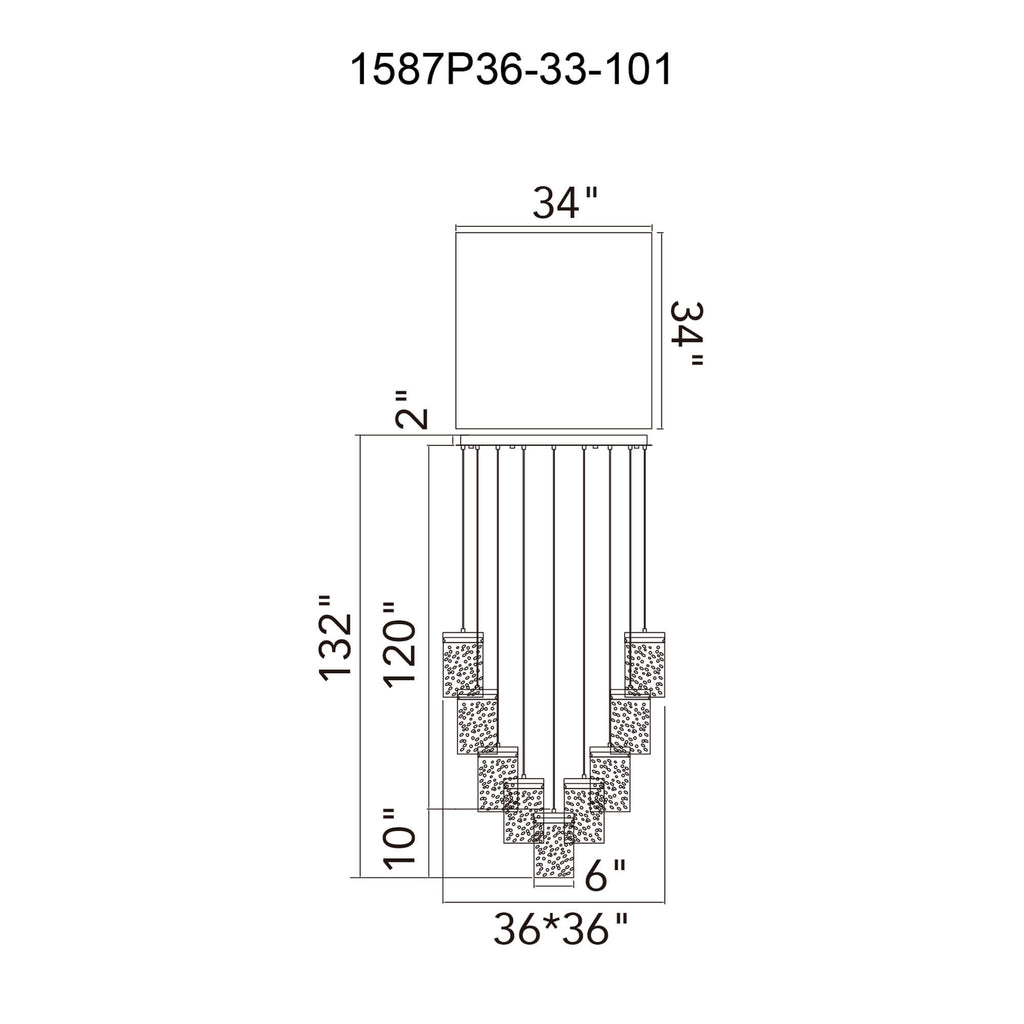 CWI LIGHTING  LAVA INTEGRATED LED BLACK CHANDELIER 1587P36-33-101