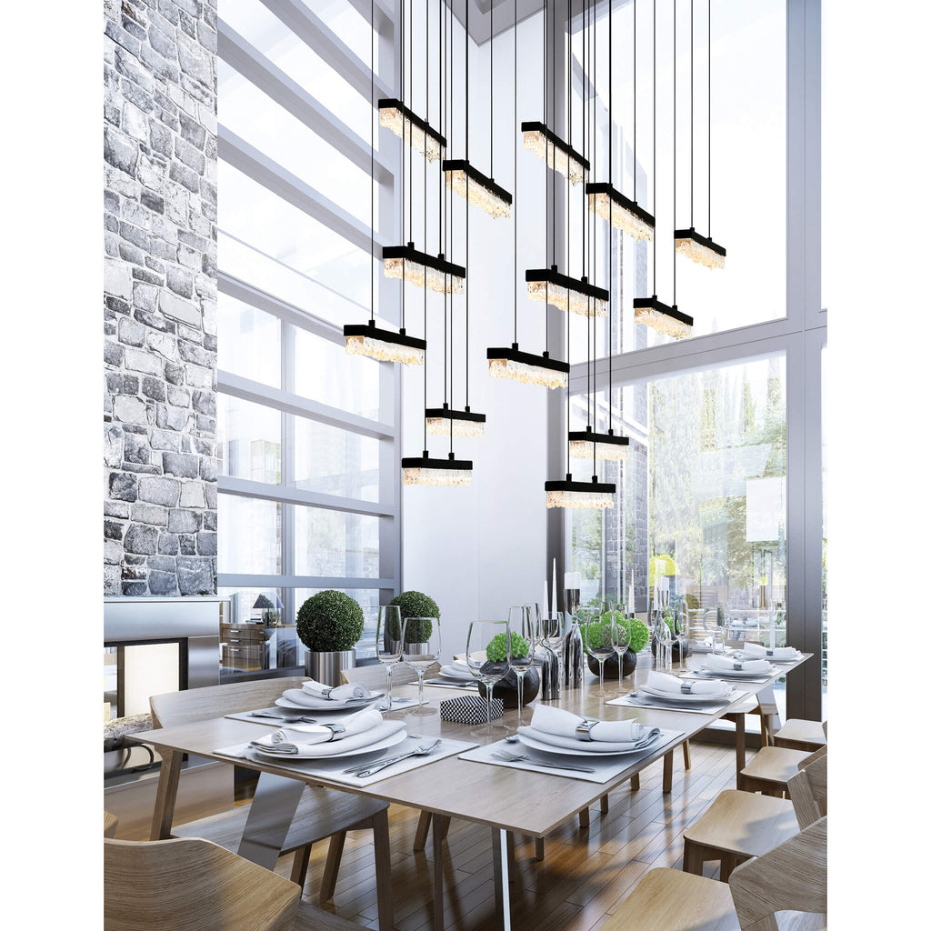 CWI LIGHTING STAGGER INTEGRATED LED BLACK CHANDELIER 1588P60-14-101