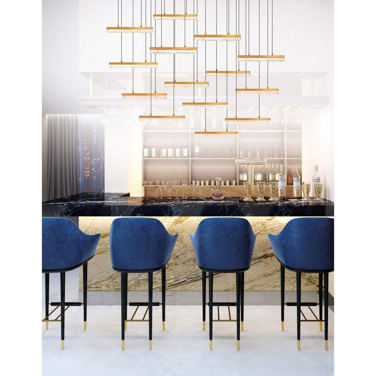 CWI LIGHTING STAGGER INTEGRATED LED BRASS CHANDELIER 1588P60-14-624