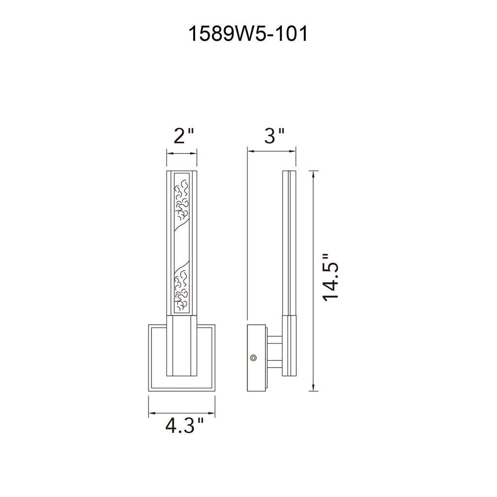 CWI LIGHTING  GRETA INTEGRATED LED BLACK WALL LIGHT 1589W5-101
