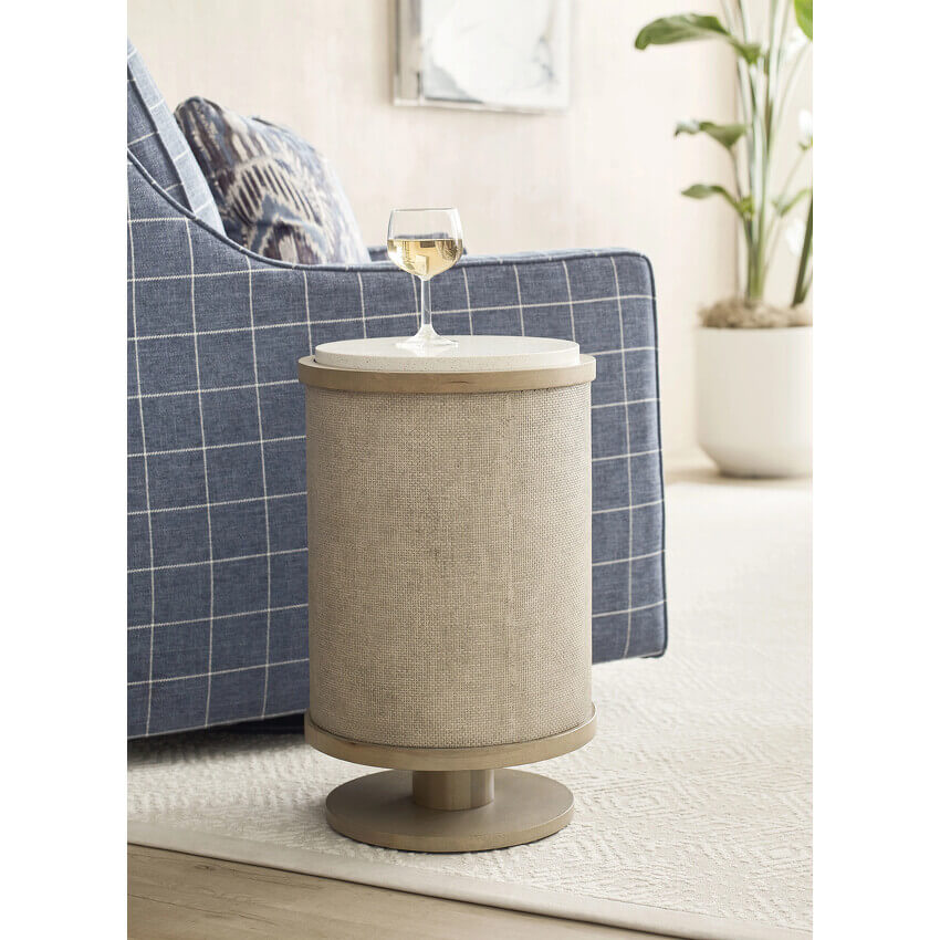 HAMMARY ROUND LINEN CHAIRSIDE TABLE 090-1145