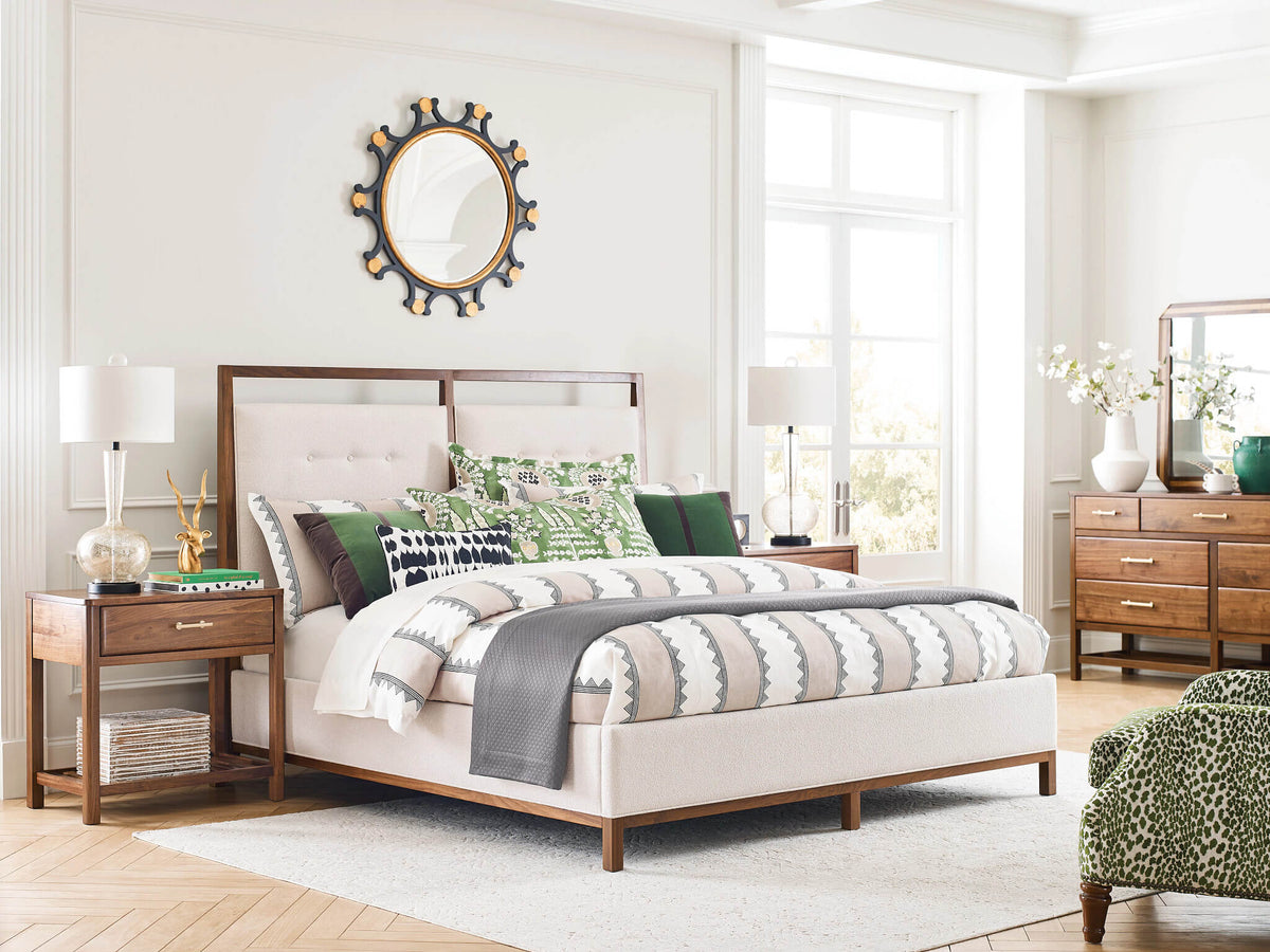 KINCAID MONOGRAM WALNUT PINEHURST UPHOLSTERED KING BED 315-316P