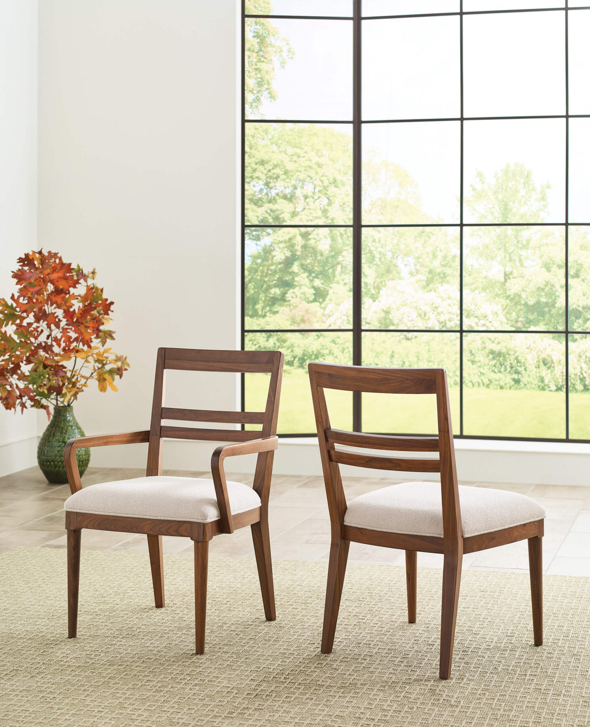 KINCAID MONOGRAM WALNUT CLUBHOUSE ARM CHAIR SET OF TWO 315-639